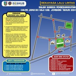 Dishub Jombang Melaksanankan Rekayasa Lalulintas Dalam Rangka Pemberangkatan Jama'ah Haji 2024