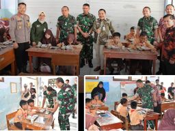 Antusias Siswa SDN 1 Surodikraman Sambut Uji Coba Makan Bergizi Gratis Kodim 0802 Ponorogo