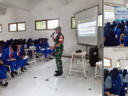 Penguatan Karakter, Babinsa Kodim Ponorogo Berikan Latihan Dasar Kepemimpinan Siswa