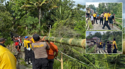 Polres Ponorogo Perbaiki Jembatan Darurat, Akses Dua Desa di Ngebel Kembali Normal