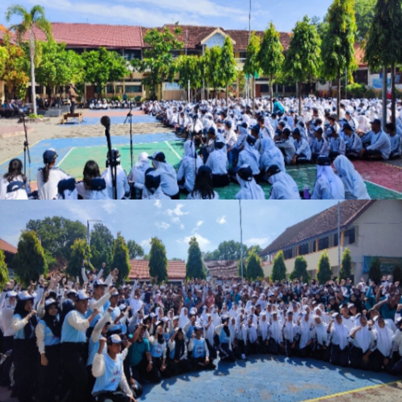 Kunjungan Pj Bupati Sugiat Dengan Berjalan Kaki Dari Pendopo Menuju SMPN 2 Jombang