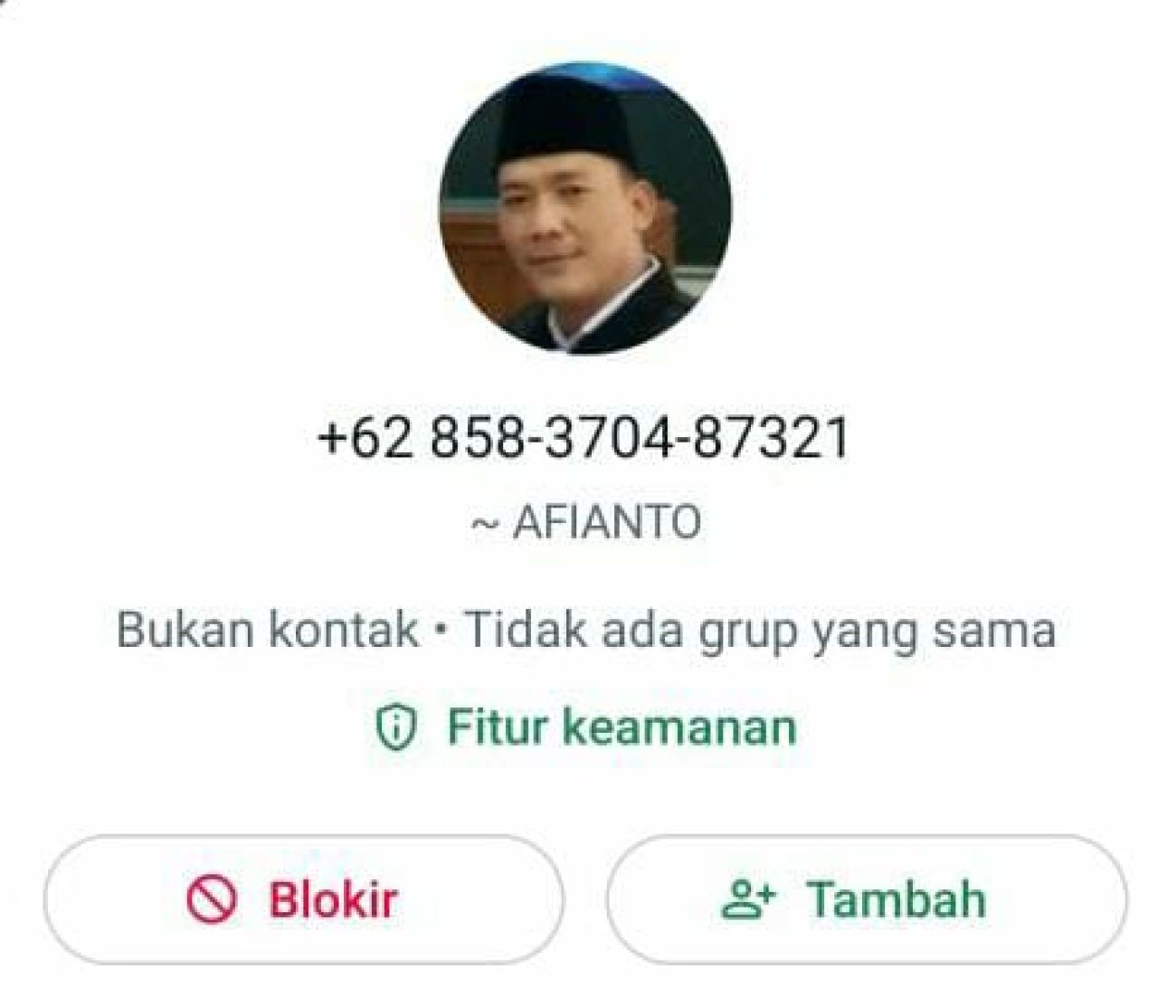 Nomor handphone penipu