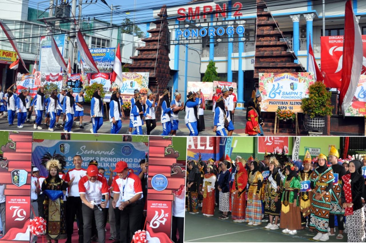 Siswa dan Alumni Ikuti Jalan Sehat di HUT ke-64 SMPN 2 Ponorogo