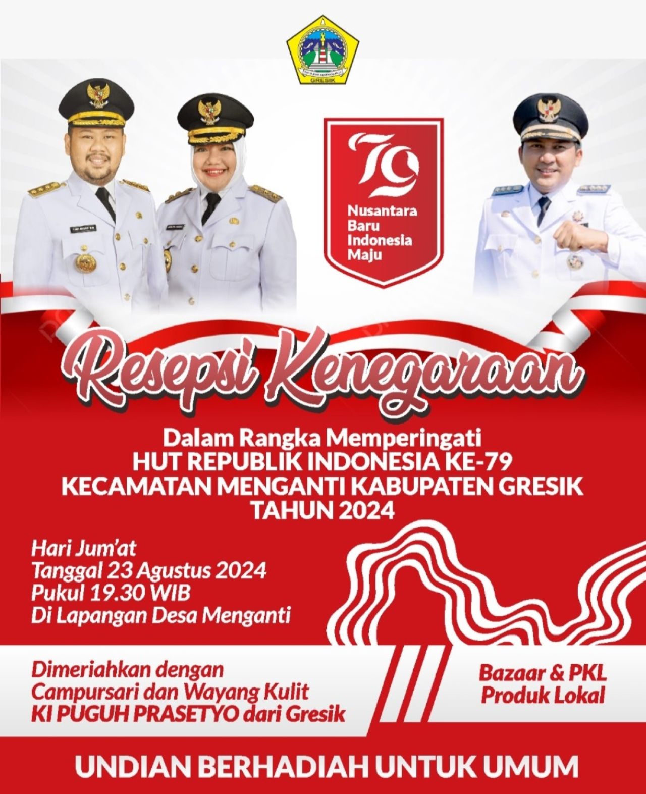 Pamflet Resepsi Kenegaraan memperingatan HUT RI ke 79 di Kecamatan Menganti