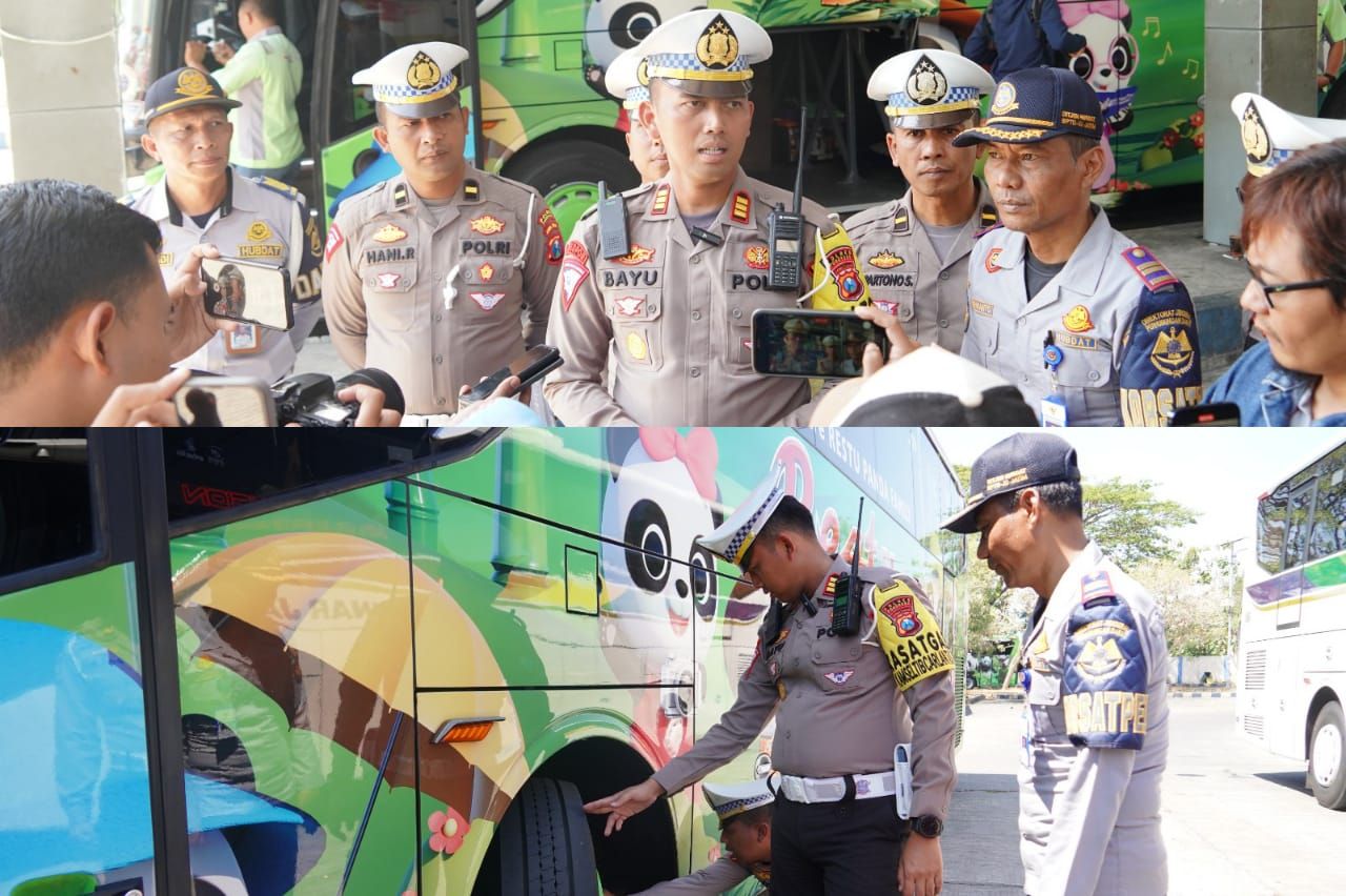 Minimalisir Laka Lantas, Polres Ponorogo Gelar Ramp Check Bus di Terminal Seloaji