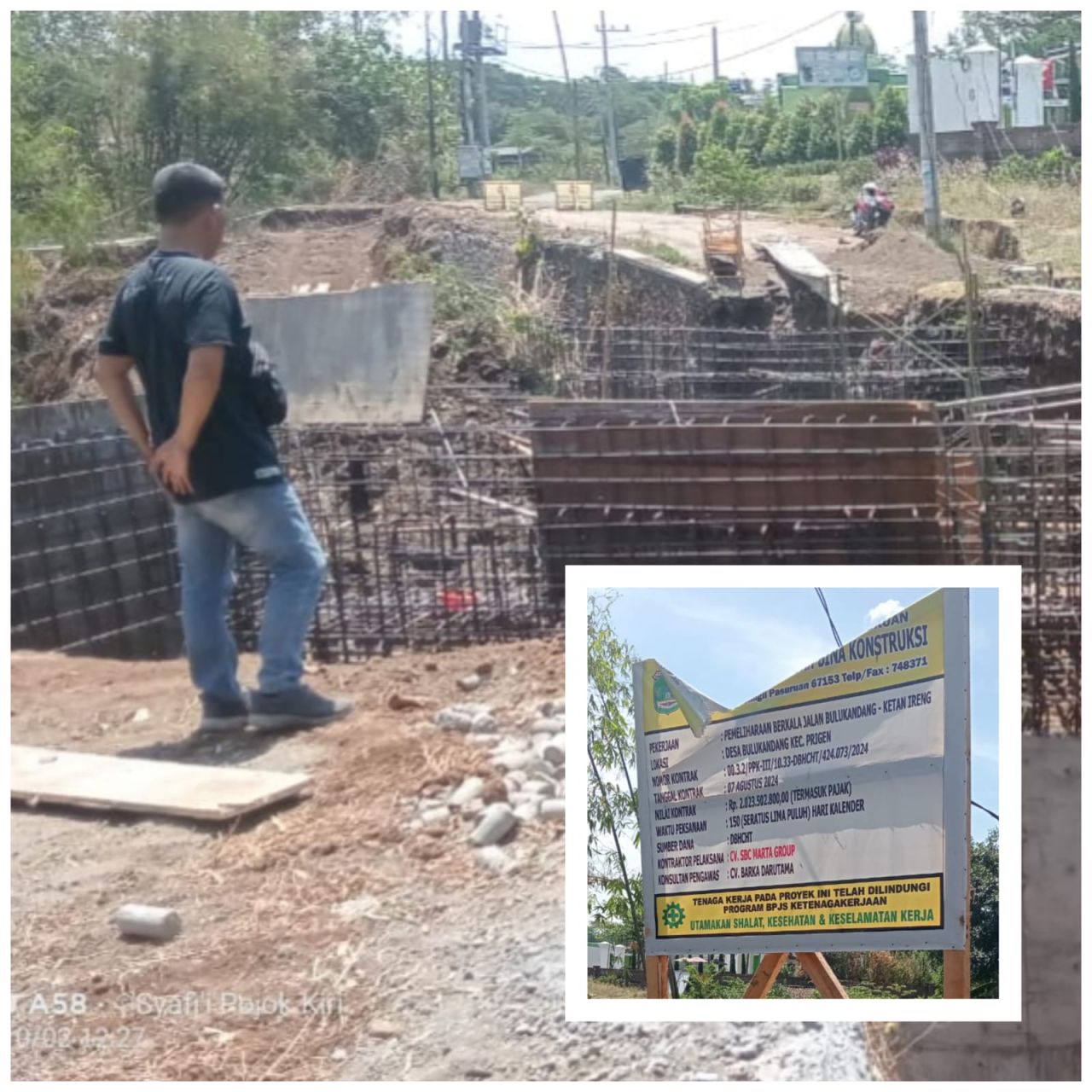 Proyek Jembatan Desa Bukukandang. Inzet : Papan pekerjaan