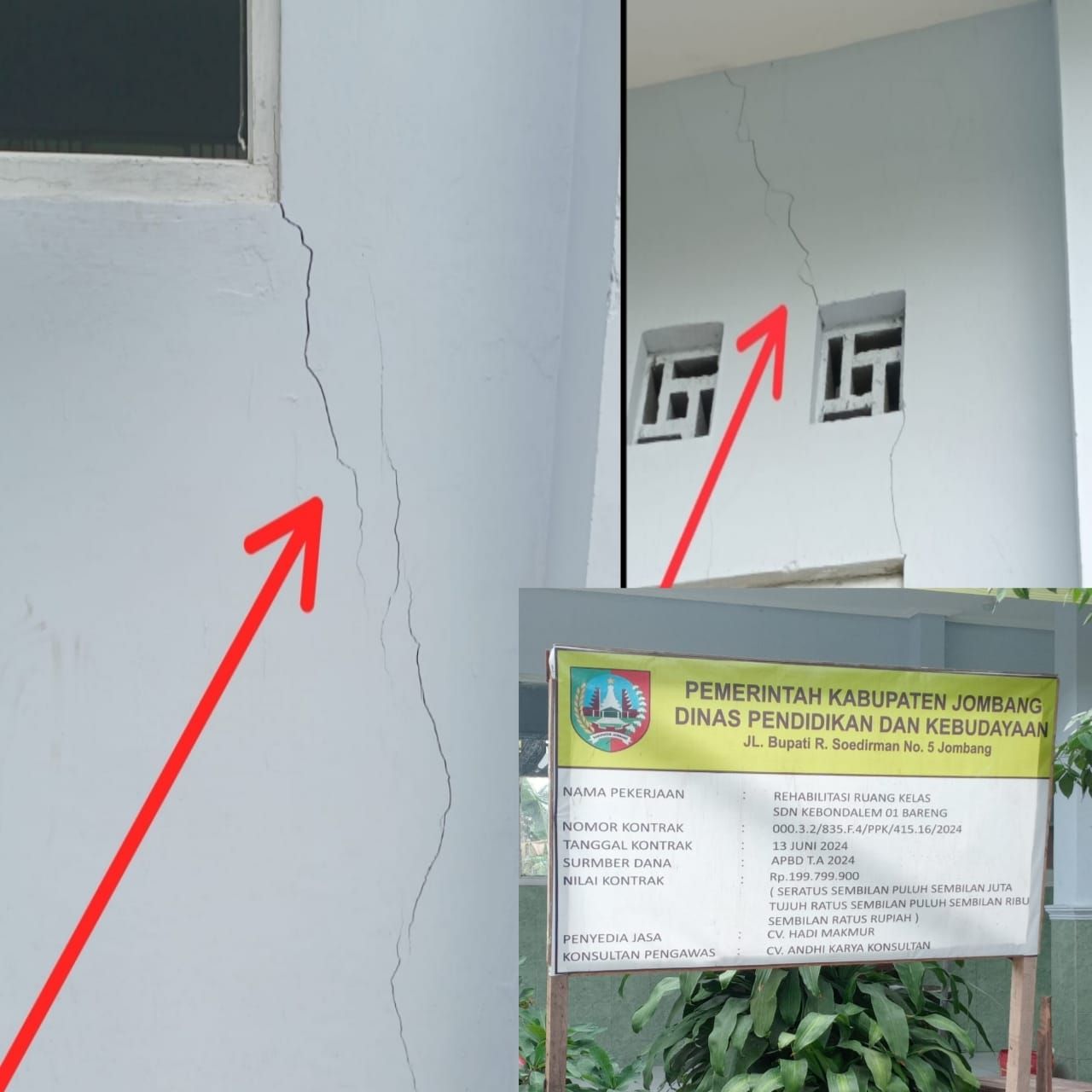 Rehabilitasi SDN I Kebondalen Diduga Tidak Sesuai Spesifikasi