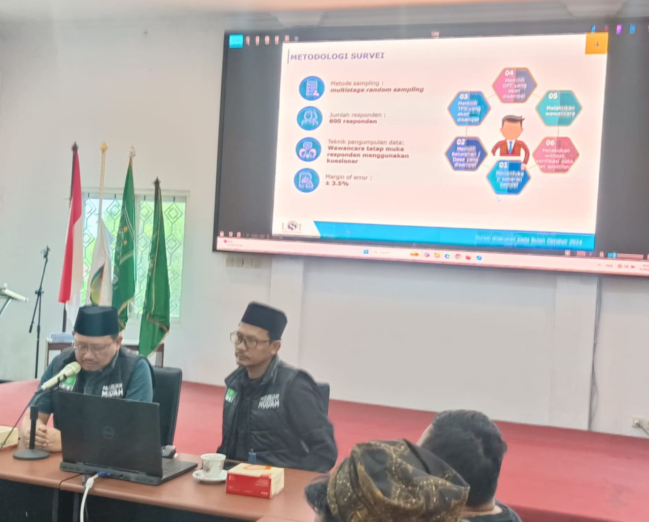 Plh DPC PKB Kabupaten Pasuruan, Sudiono Fauzan saat merilis hasil survei LSI Palon MUDAH Ungguli RUBI