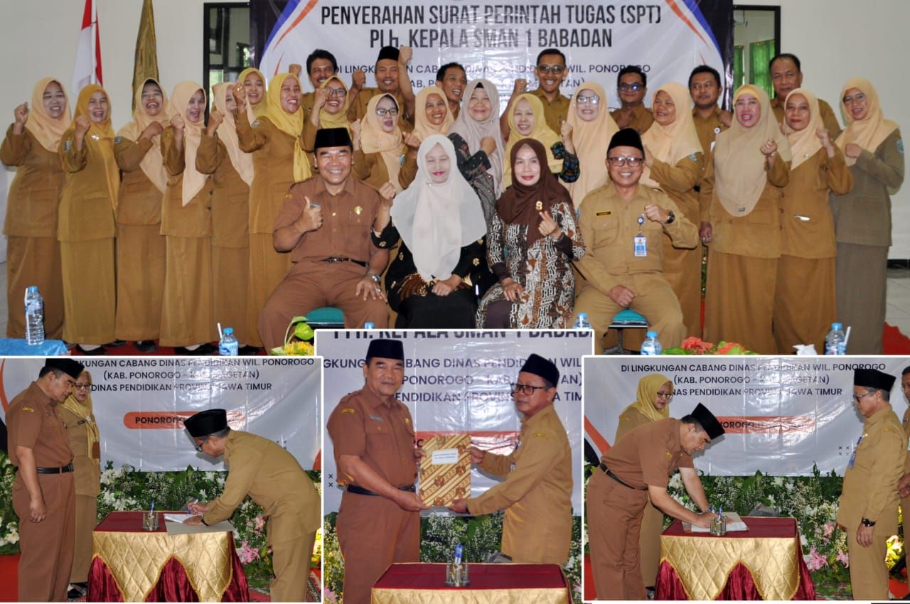 Supardi Kacabdindik Jawa Timur Serahkan SPT Plh. Kepala SMAN 1 Babadan