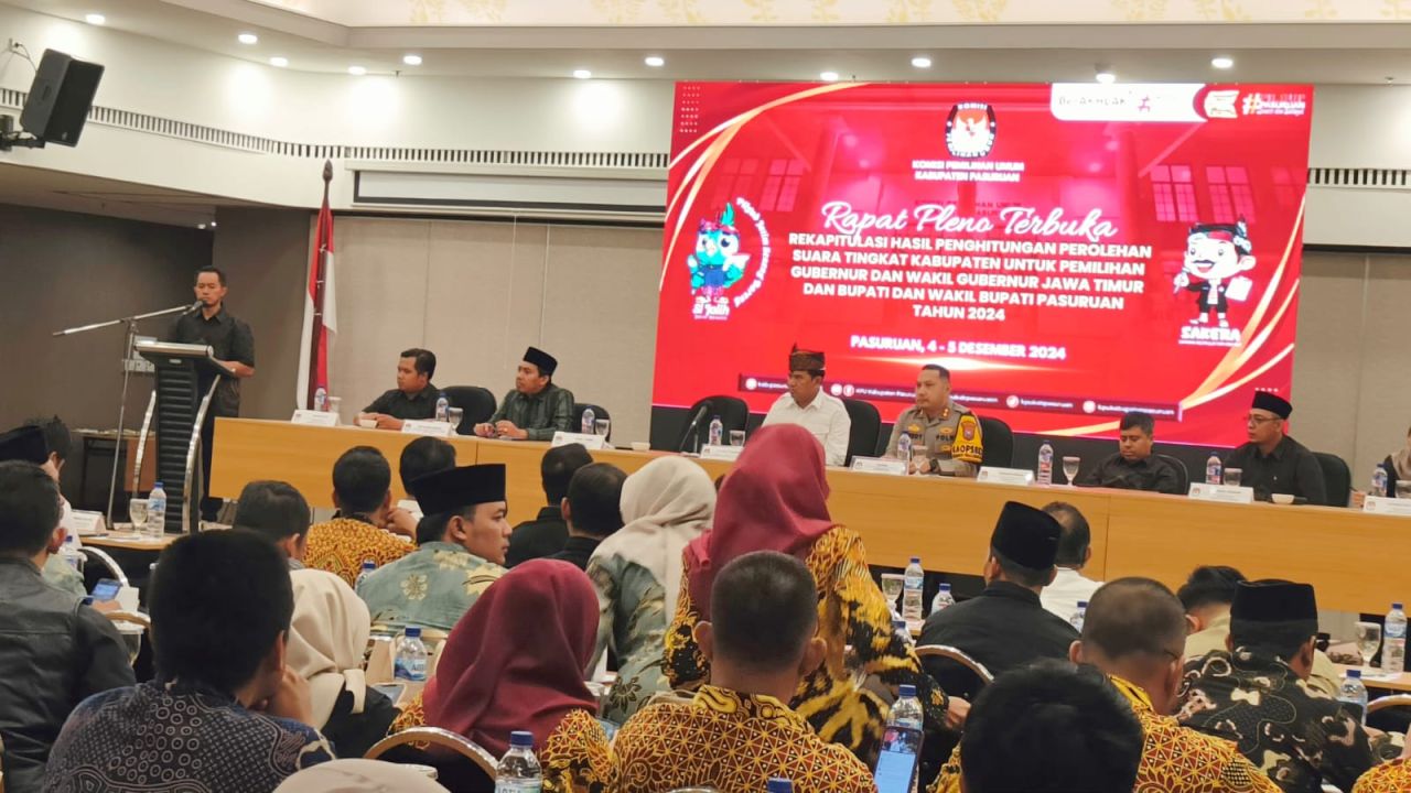 KPU Kabupaten Pasuruan menggelar rekapitulasi penghitungan digelar di Hotel Surya-Tretes