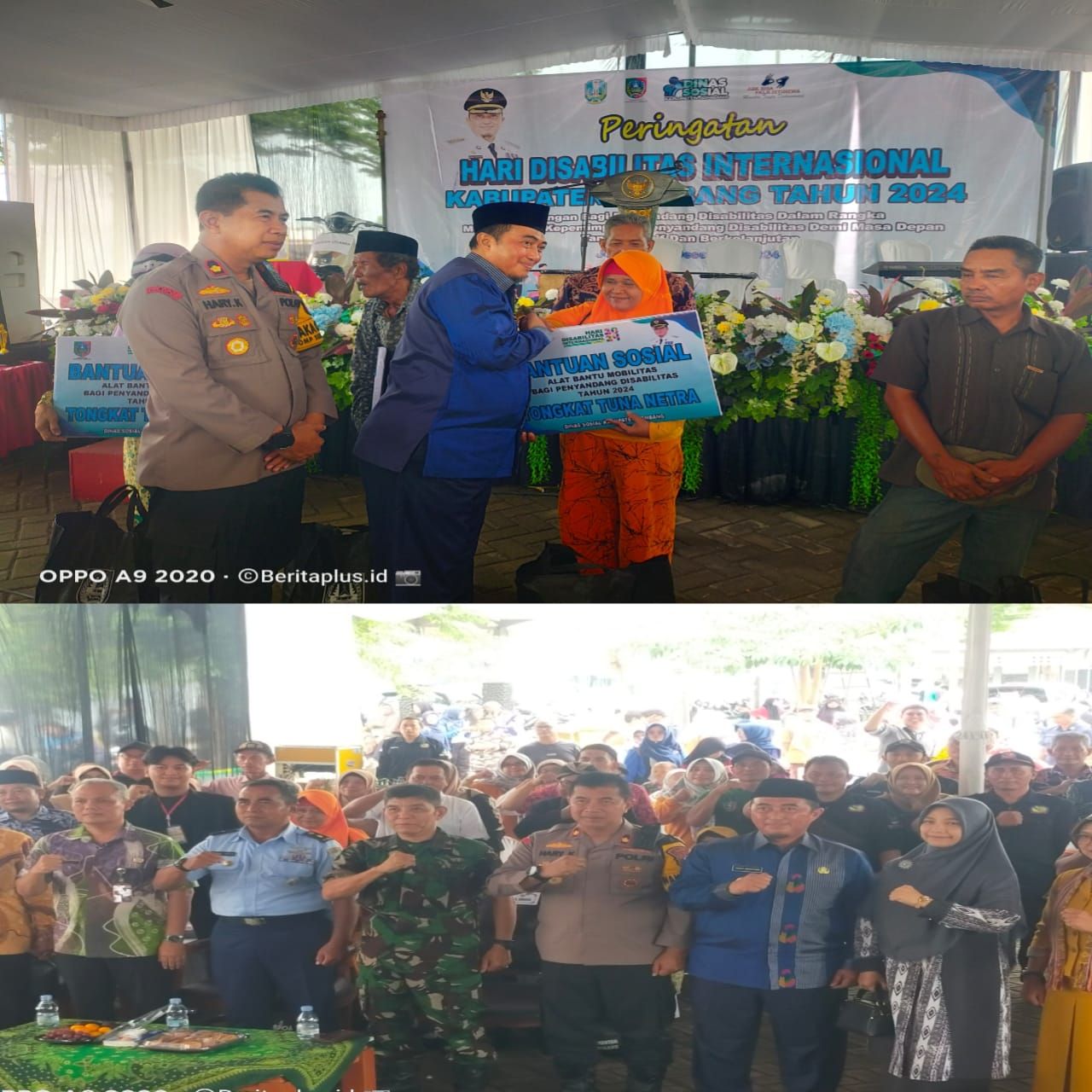 Secara simbolis Pj Bupati Jombang Teguh Narutomo menyerahkan bantuan sosial alat bantu mobilitas bagi penyandang disabilitas tahun 2024