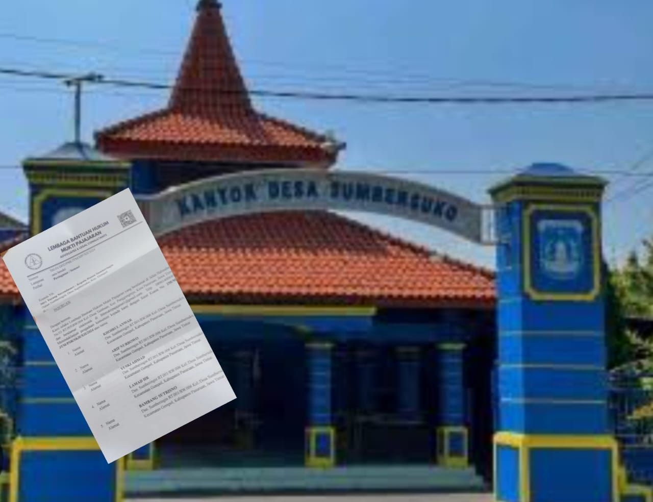 Surat Somasi yang dilayangkan LBH Padjajaran ke Pemerintah Desa Sumbersuko