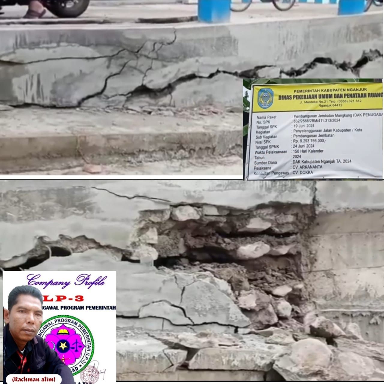 Meski Peletakan Batu Pertama Dihadiri Pj Bupati Nganjuk, Proyek Jembatan Mungkung Layak Disorot ?