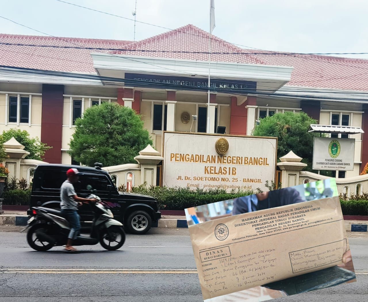 Pengadilan Negeri (PN) Bangil inzet : Surat panggilan sidang tergugat Moch Romli