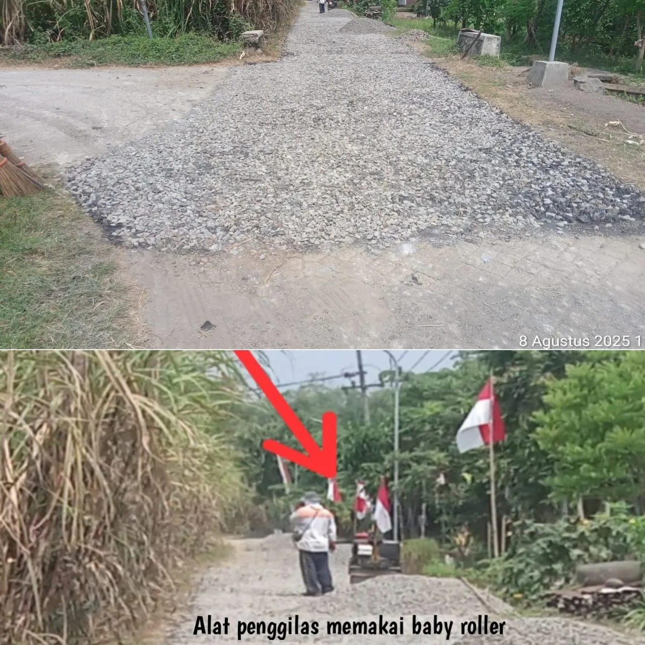 Pekerjaan Lapen Dinas PUPR Jombang Diduga Langgar KIP, Gunakan Baby Roller
