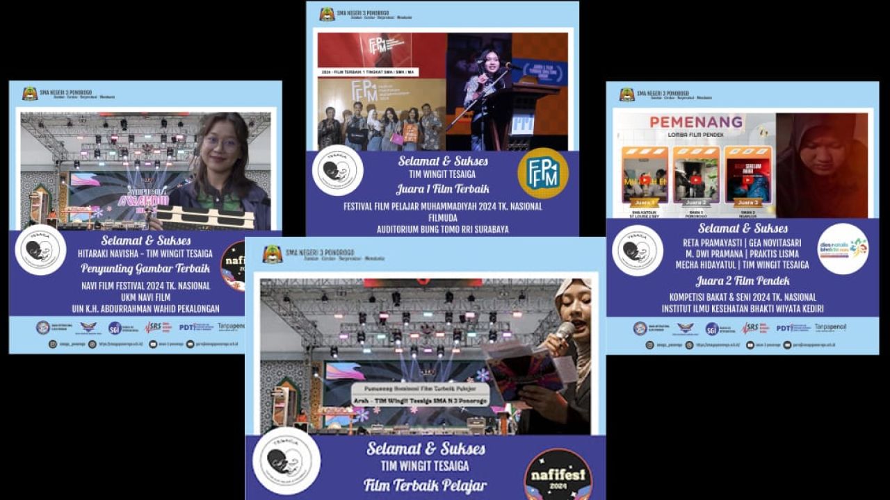 Kado Istimewa Akhir Tahun 2024 SMAN 3 Ponorogo Raih Juara Sinematografi Tingkat Nasional