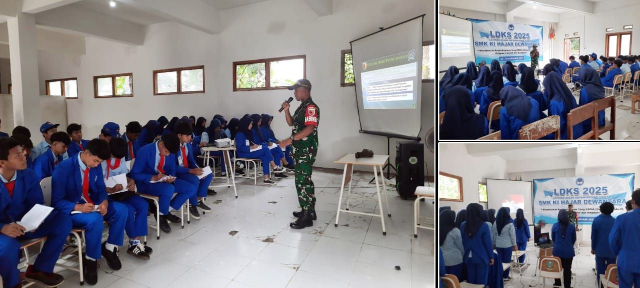 Penguatan Karakter, Babinsa Kodim Ponorogo Berikan Latihan Dasar Kepemimpinan Siswa