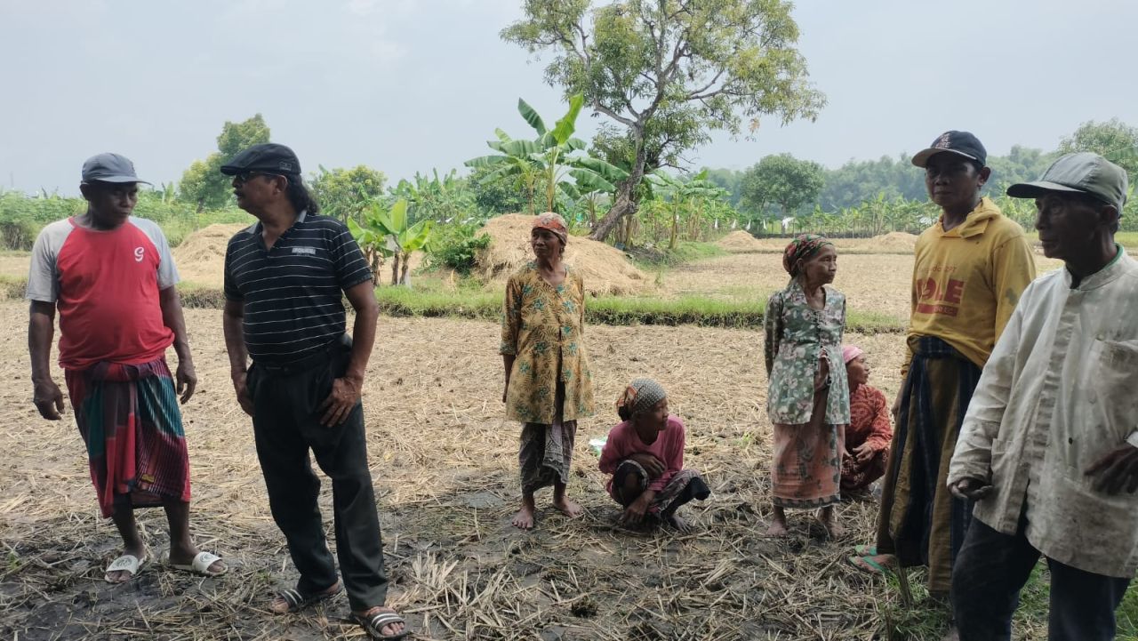 Sejumlah warga Desa Selotambak menunjukan lahan yang dikelolanya puluhan tahun belum memiliki SPPT