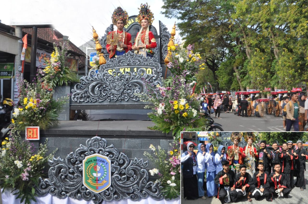 Dewa Shima SMKN 1 Ponorogo Tampil Pukau Penonton Pawai Lintas Sejarah Grebeg Suro 2025