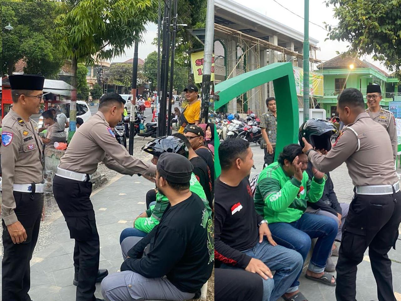 Operasi Patuh Semeru 2025, Polres Ponorogo Beri Helm Gratis untuk Ojol