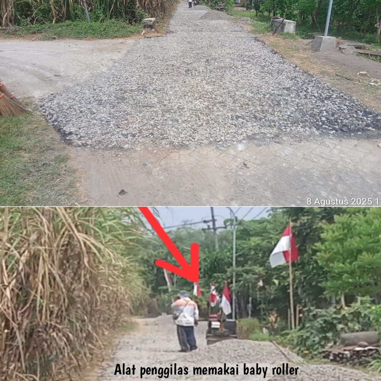 Pekerjaan Lapen Dinas PUPR Jombang Diduga Langgar KIP, Gunakan Baby Roller