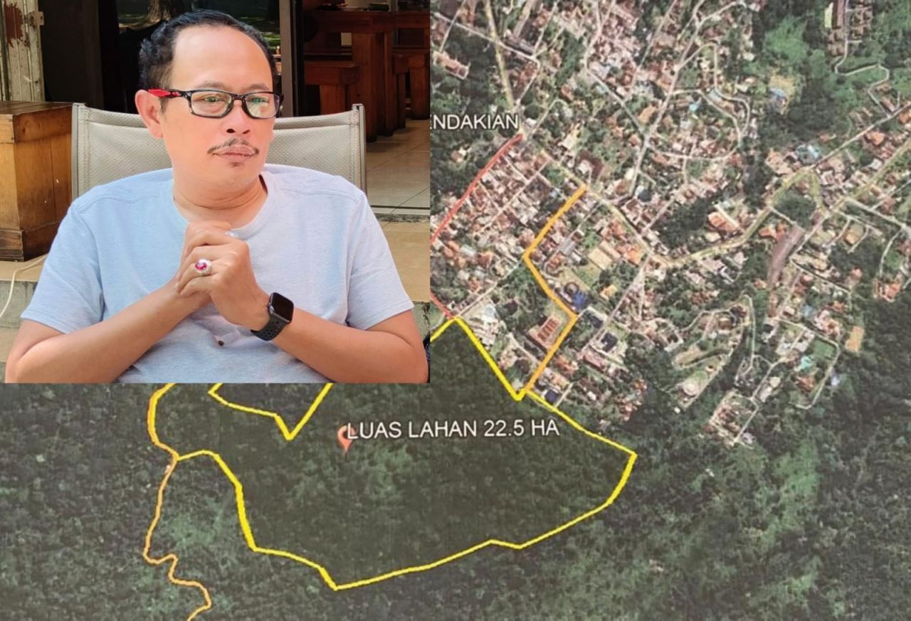 peta diambil dari satelit rencana pembangunan real estat dilahan kawasan hutan PT KRU seluas 22,5 Ha