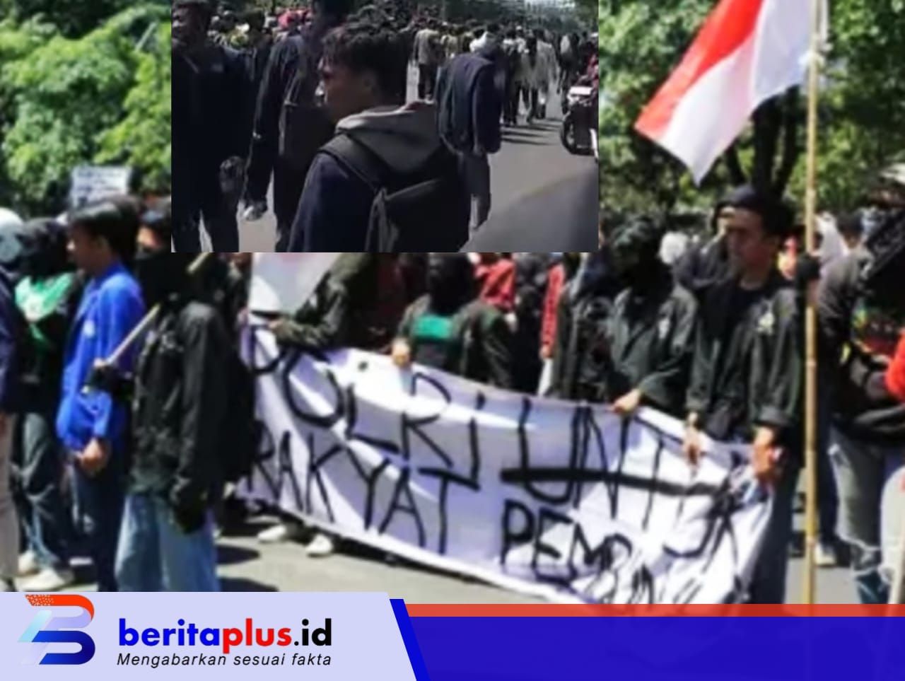 Seribuan mahasiswa tergabung BEM Nusantara melakukan aksi di depan Polda Jatim