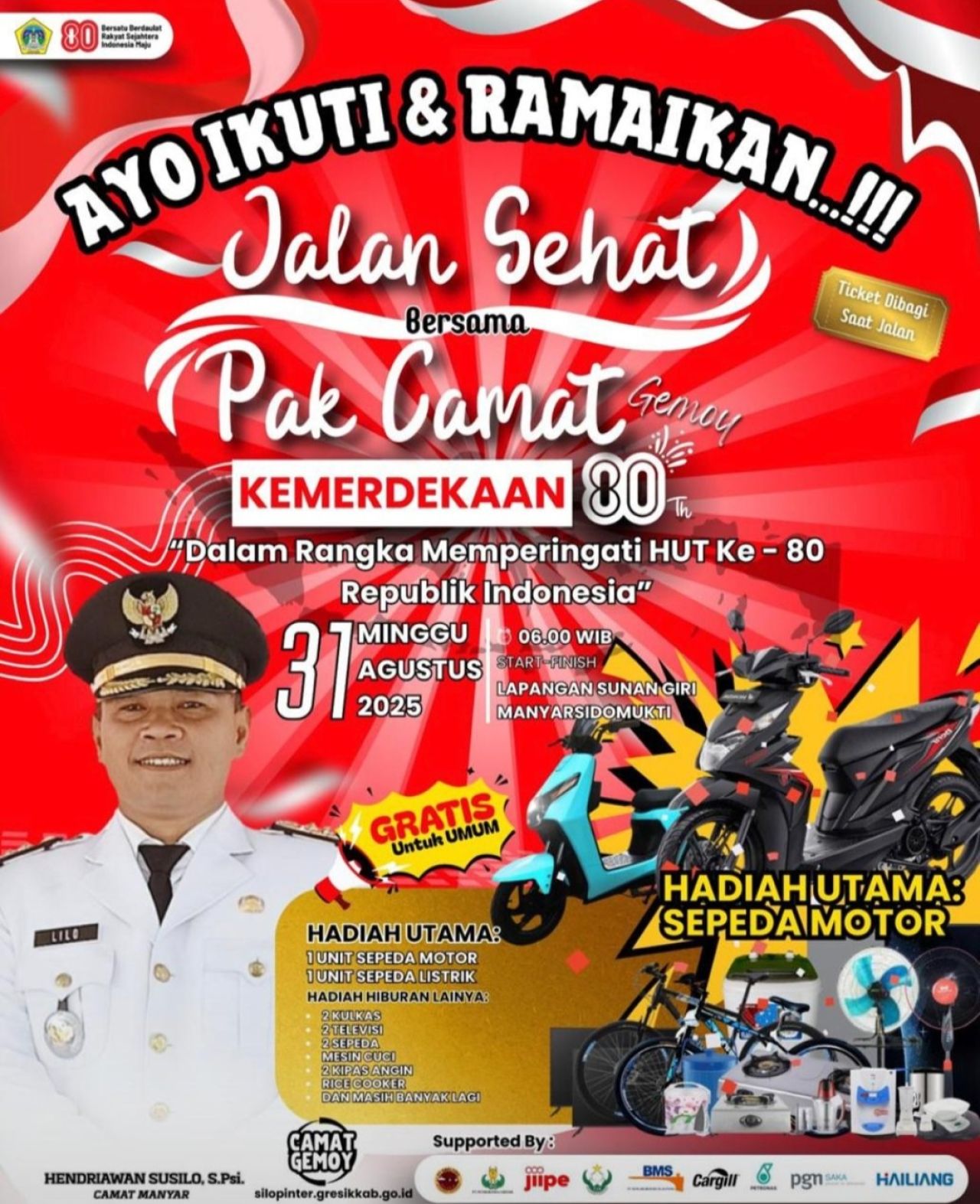 Pamflet Jalan Sehat Kecamatan Manyar (ist)