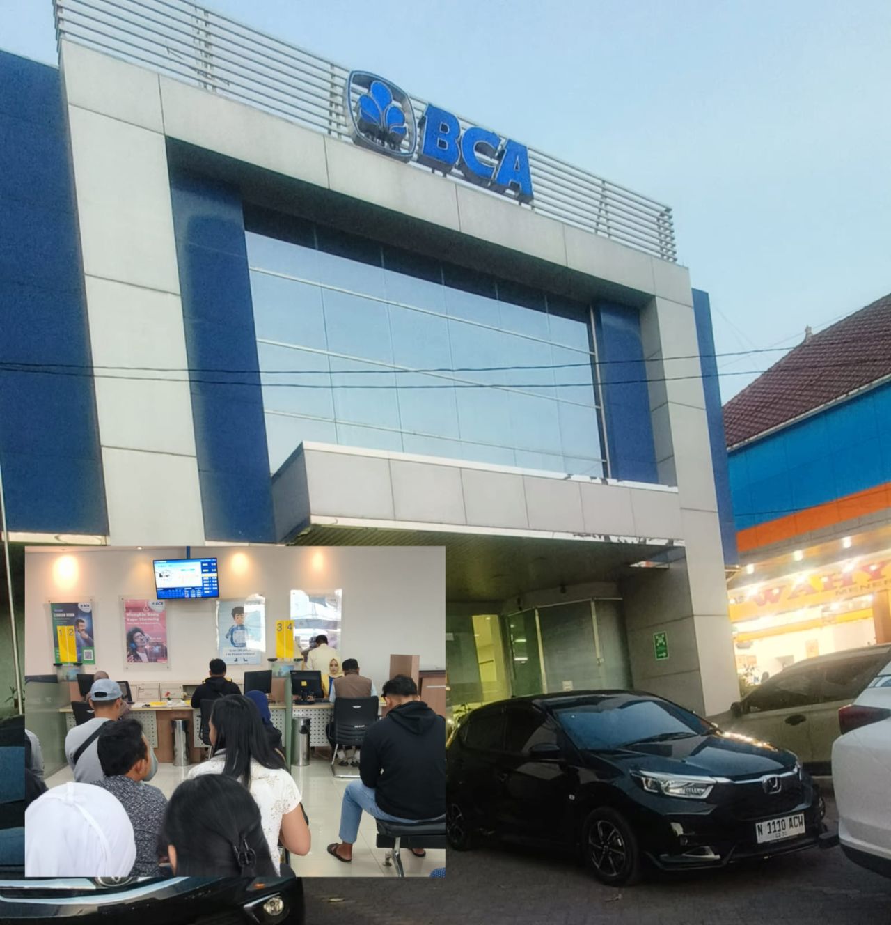 Suasana didalam kantor bank BCA Pandaan sejumlah nasabah antri terkait perbankan