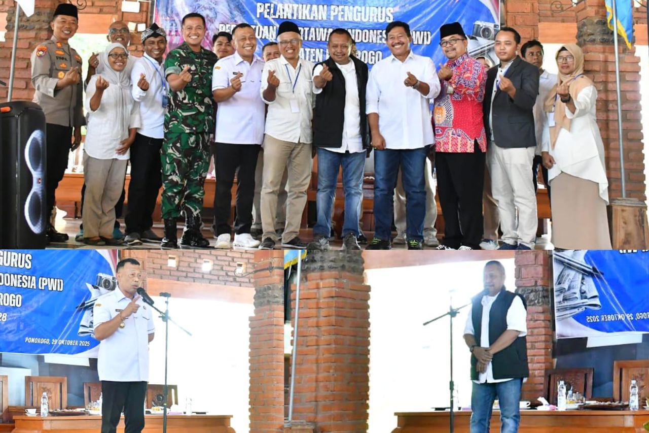 Dikawal Bupati Sugiri Welas Arso Terpilih Ketua PWI Ponorogo Periode 2025-2028