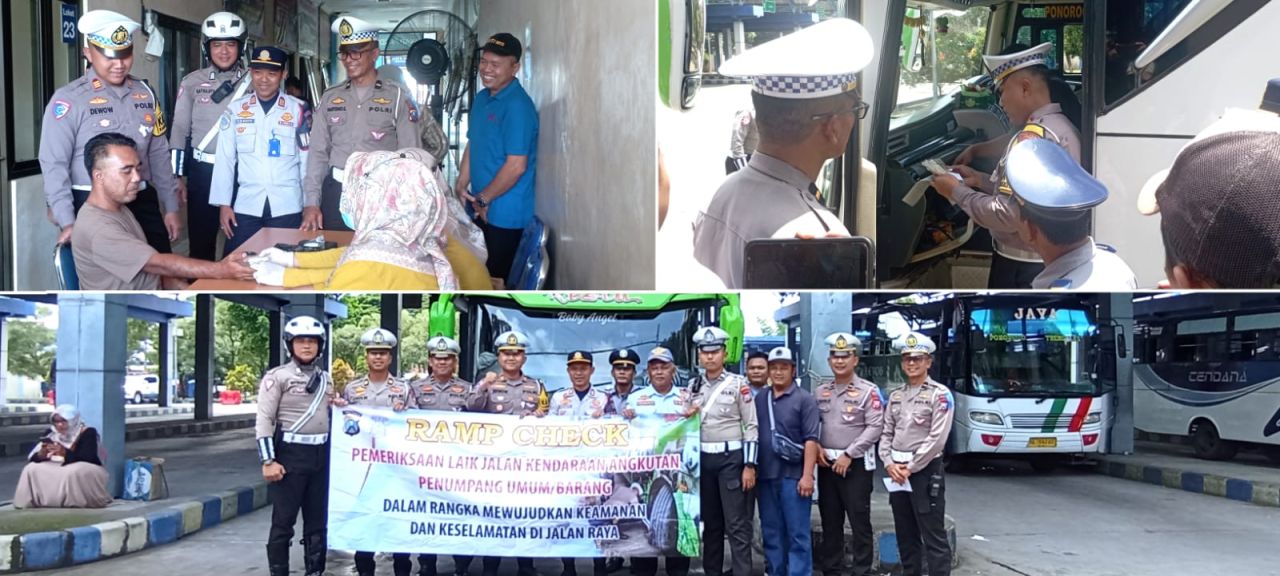 Polres Ponorogo Gelar Ramp Check di Terminal Seloaji untuk Tekan Laka Lantas