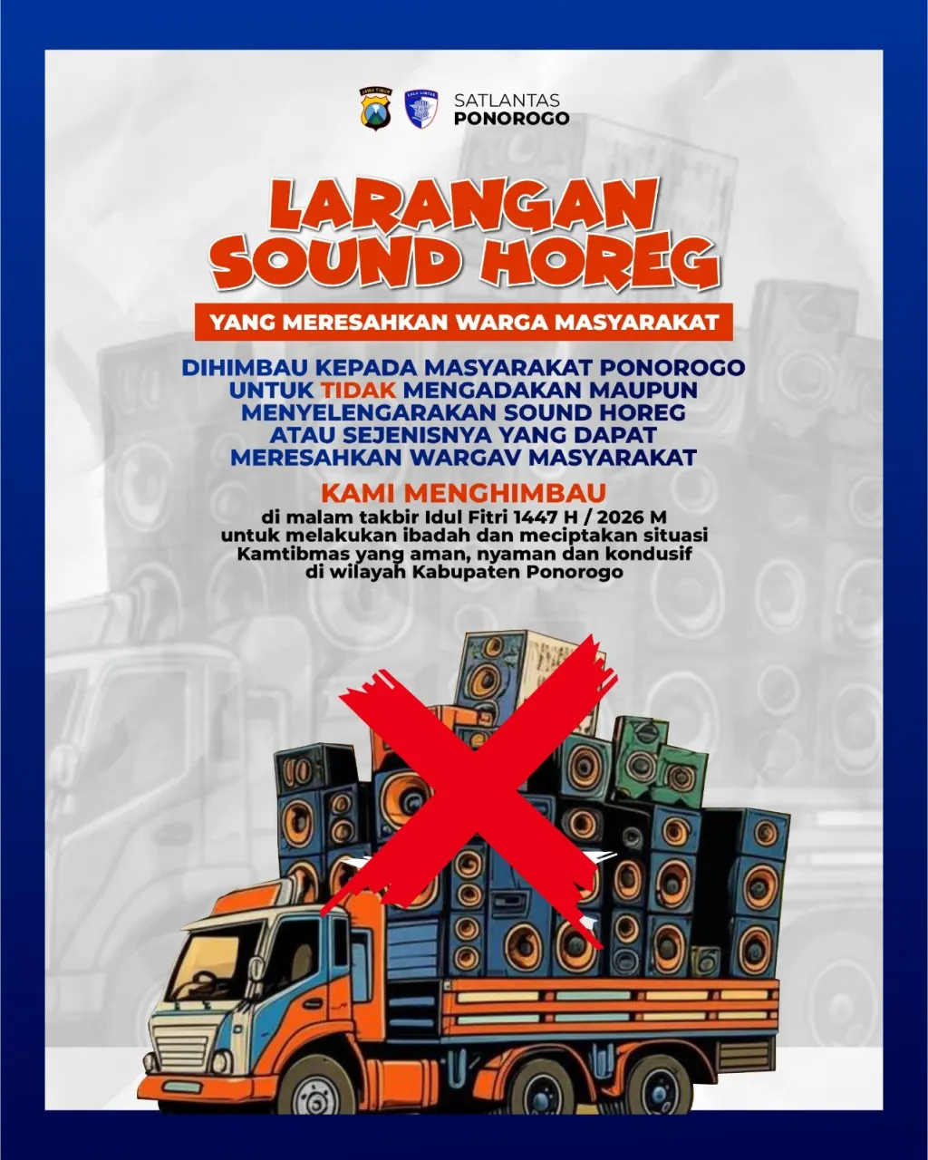 Pengamanan Malam Takbiran di Ponorogo Diperketat, Polisi Tegaskan Larangan Sound Horeg