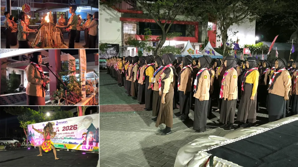 Semangat Membara di Bawah Api Unggun, 330 Siswa Baru SMKN 1 Sawoo Resmi Jadi Pramuka Penegak