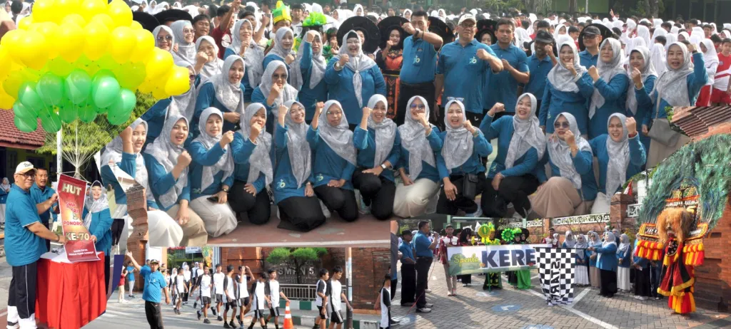 Semarak HUT ke-70, SMPN 5 Ponorogo Gelar Jalan Santai dan Angkat Budaya Reog