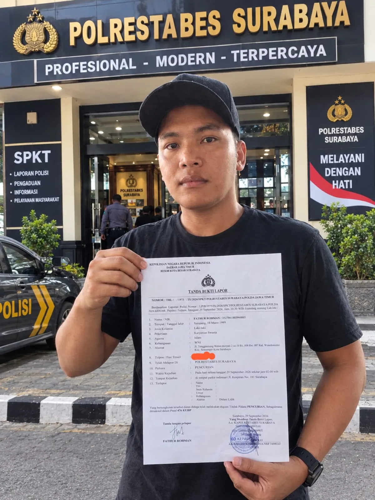Curanmor di Kenjeran Surabaya Terekam CCTV, Korban Lapor Polrestabes