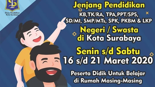 TK dan SD di Surabaya diliburkan seminggu dampak corona (Foto: Istimewa)