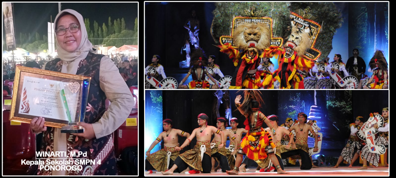 Reog Singo Mulang Joyo SMPN 4 Ponorogo Raih Penyaji 10 Terbaik