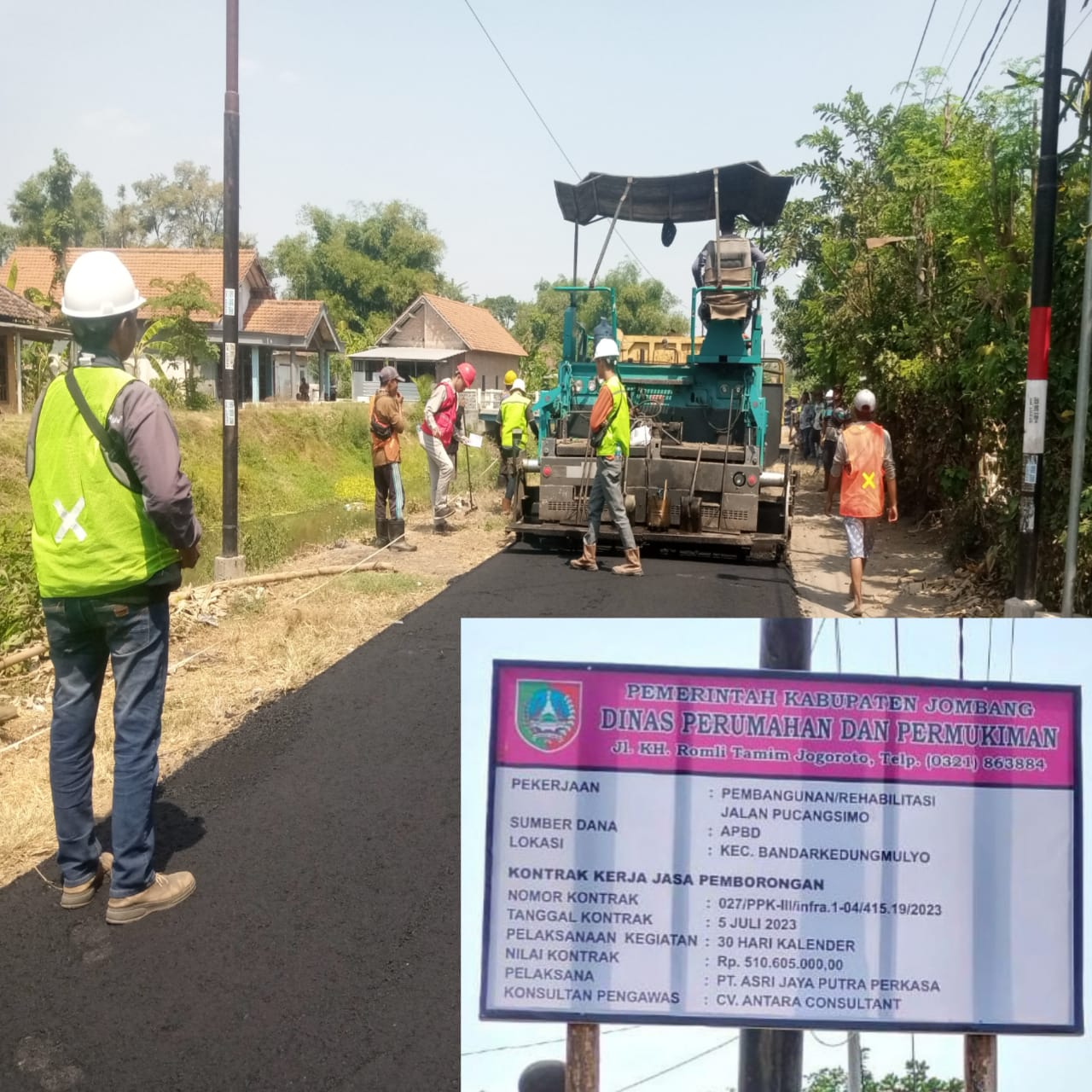 Pembangunan Infrastruktur Jalan Hotmix di Desa Pucangsimo, Kecamatan Bandarkedungmulyo