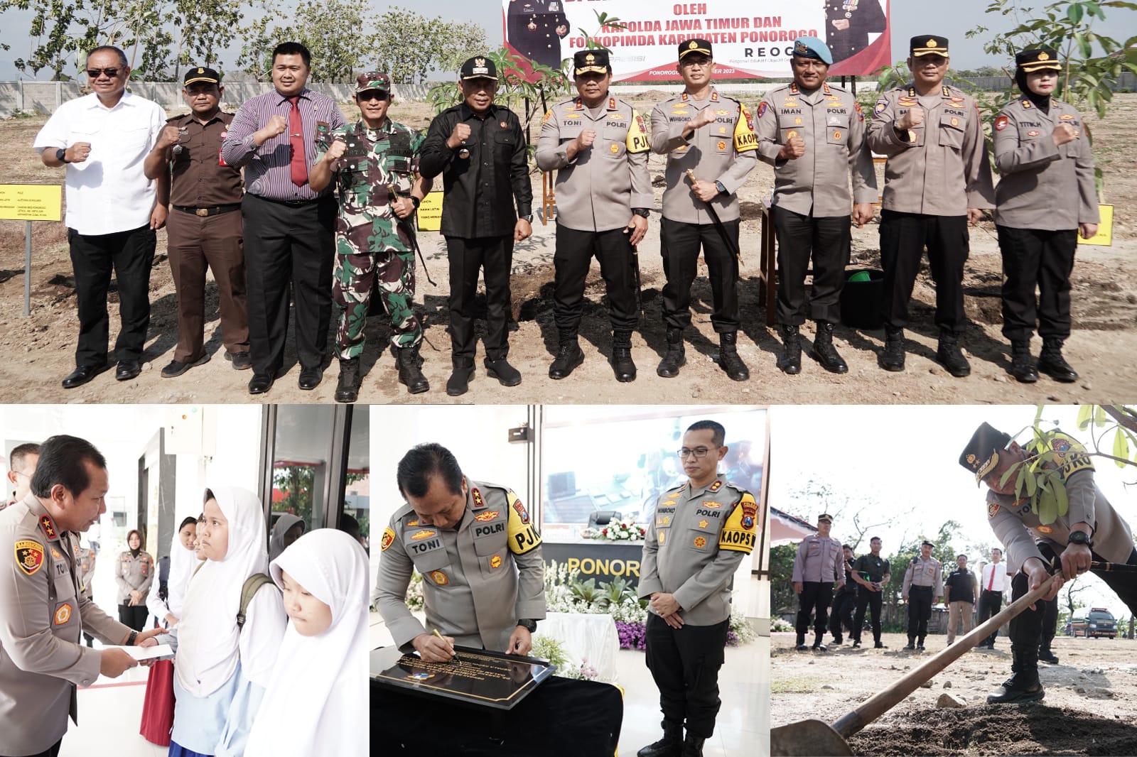 Kapolda Jatim Gelar Penanaman Pohon Hingga Tandatangani Prasasti Sumur Bor