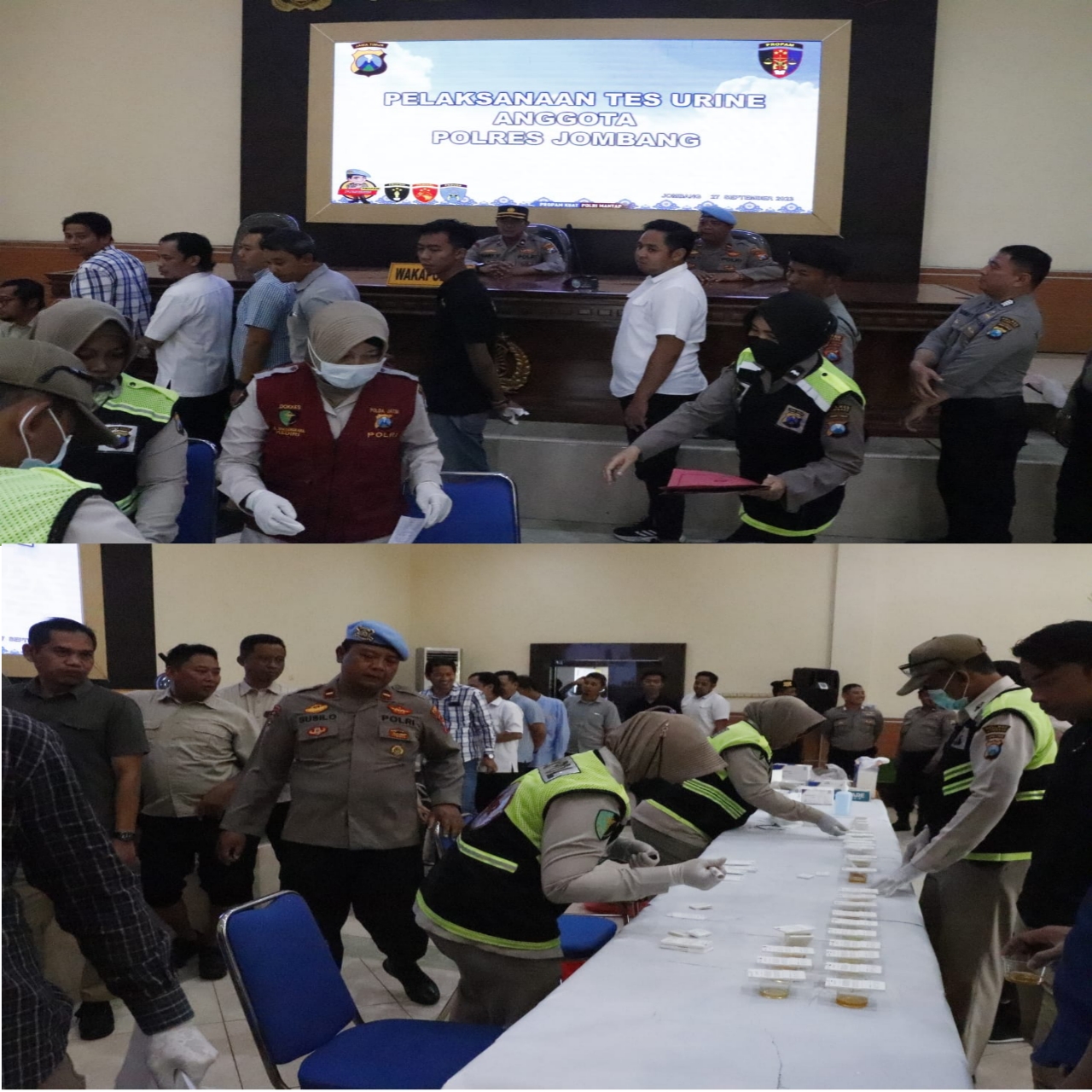 Ratusan Personel Polres Jombang Jalani Tes Urine